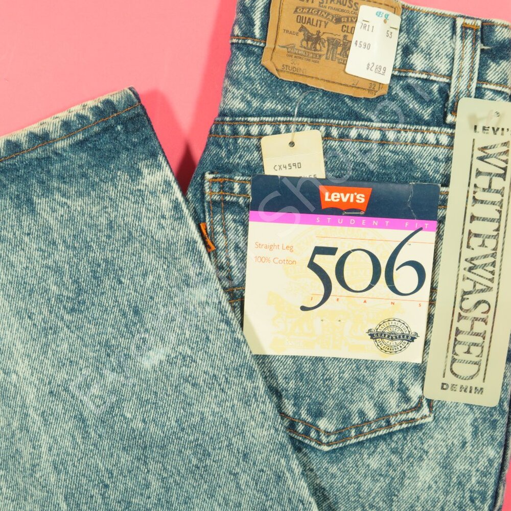 Vintage Levis 506 Jeans Womens 27 Orange Tab Student Fit Acid Wash 80s New
